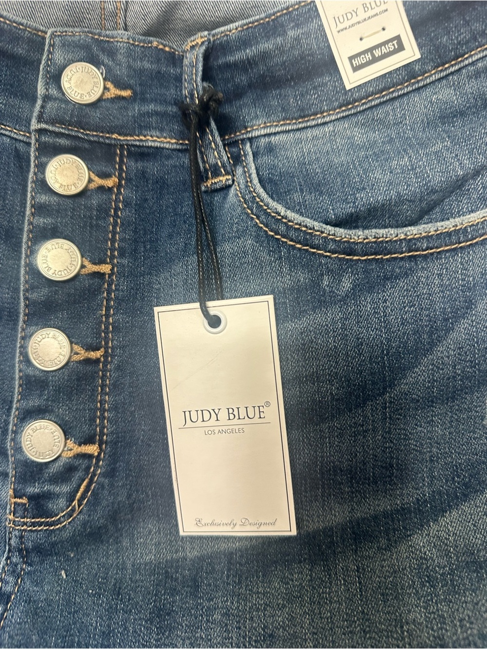 Judy Blue Women’s 14W High Waist Skinny Jeans Button Fly Distressed NWT - Picture 3 of 7